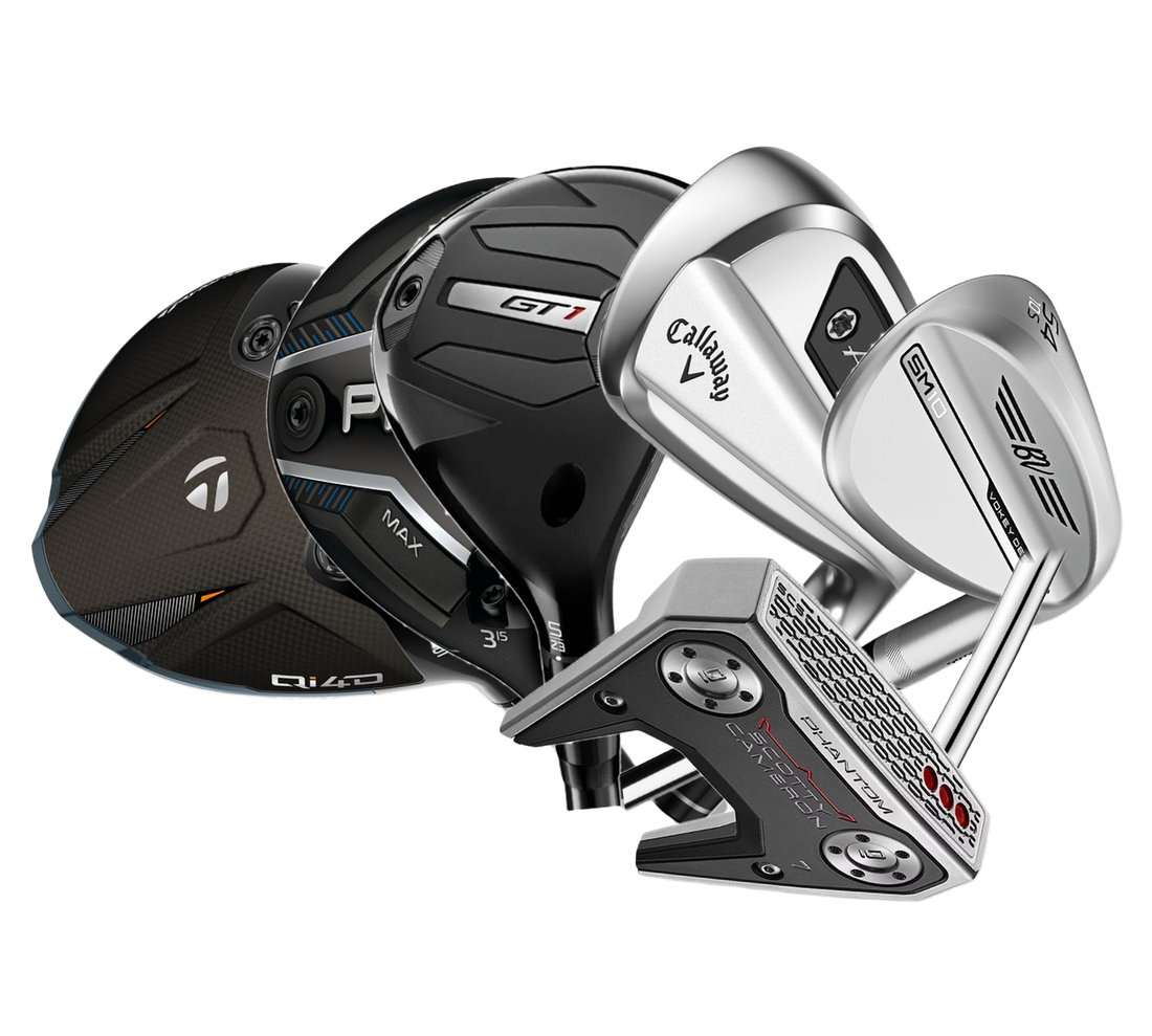 An assortment of golf clubs